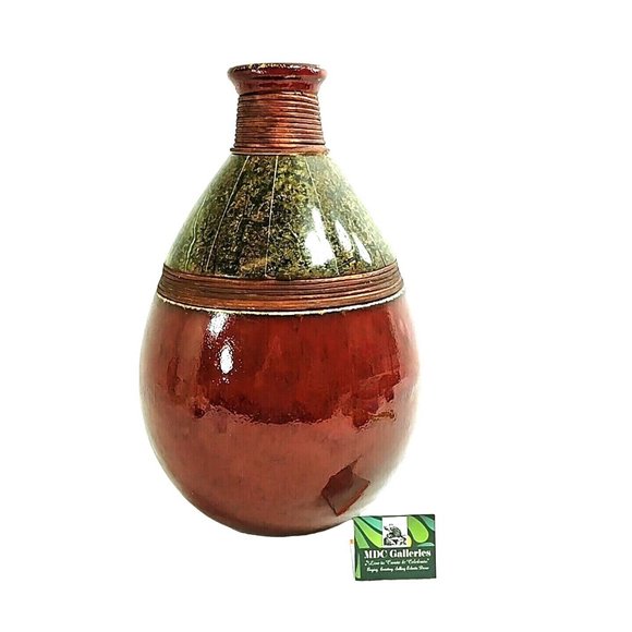 Vase Drip Glaze Pottery Cloisonne' Granite Panels Wicker Ringed Felt Pad Feet - Picture 8 of 8